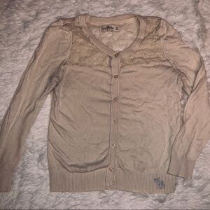Abercrombie & Fitch Lacy Back Cardigan M Off White
